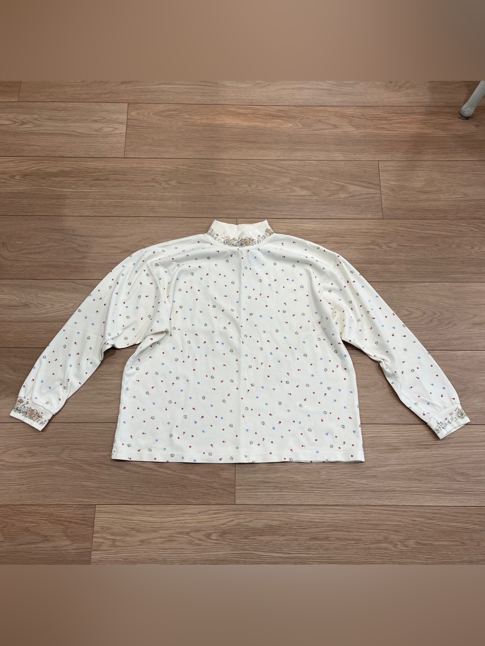 Vintage Northern Reflections Floral Woodland Mock Neck Top L Cottagecore